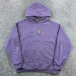 Dime Hoodie Mens Medium Purple Helicopter Embroidered Logo Streetwear Sweatshirt